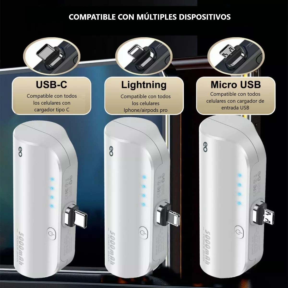 Foto 3 pulgar | Power Bank Magnético 5000mah Inalámbrica 3 En 1 Ultracompact Eo Safe Imports Esi-9944-1 Blanco