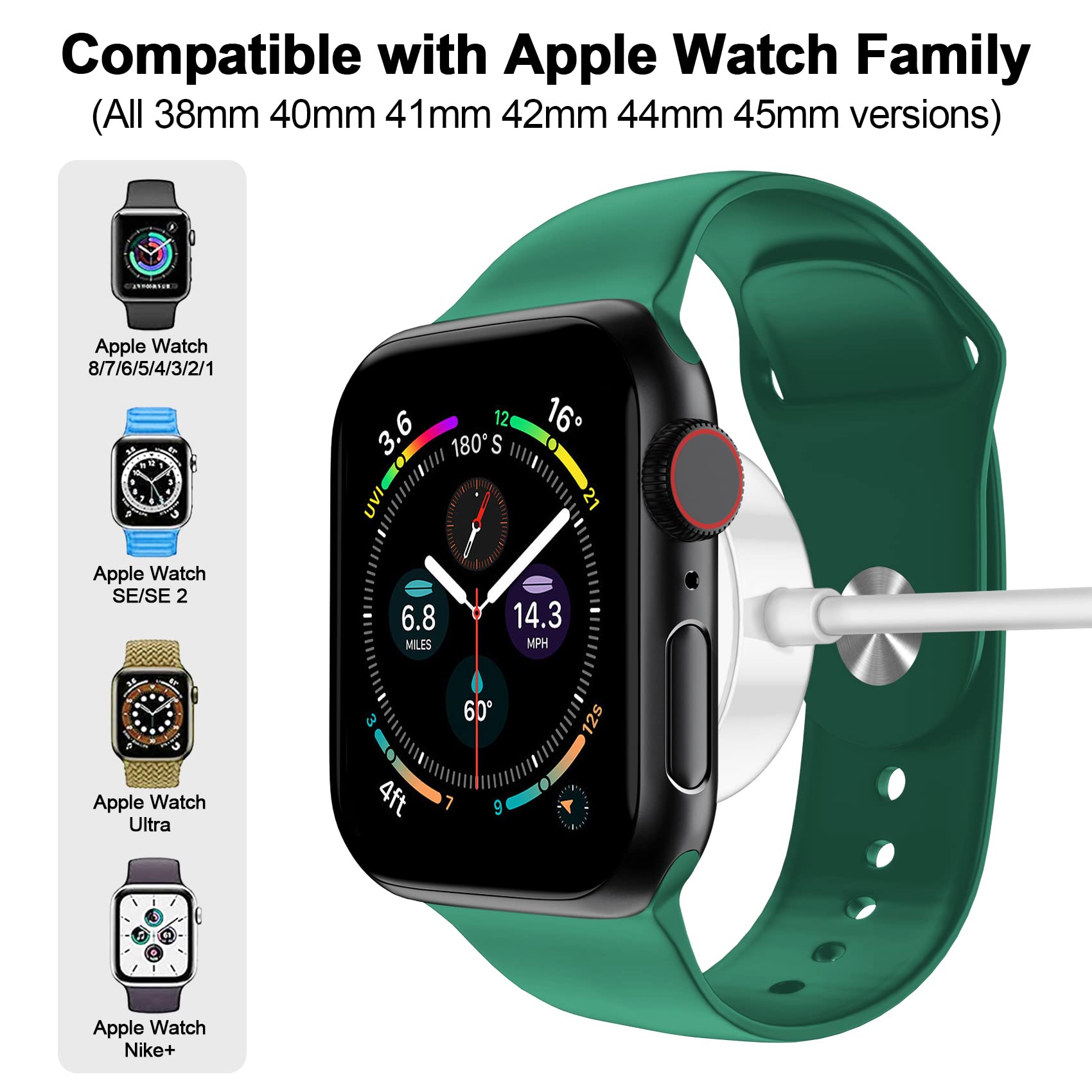 Foto 4 pulgar | Cargador Para Apple Watch, Cable Magnético De Carga Rápida De 3.3 Pies - Venta Internacional.