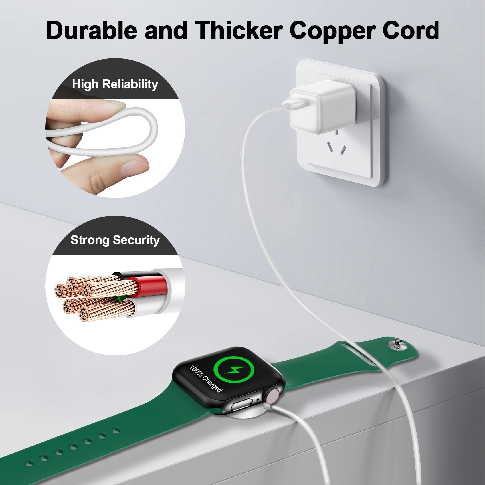 Foto 5 pulgar | Cargador Para Apple Watch, Cable Magnético De Carga Rápida De 3.3 Pies - Venta Internacional.