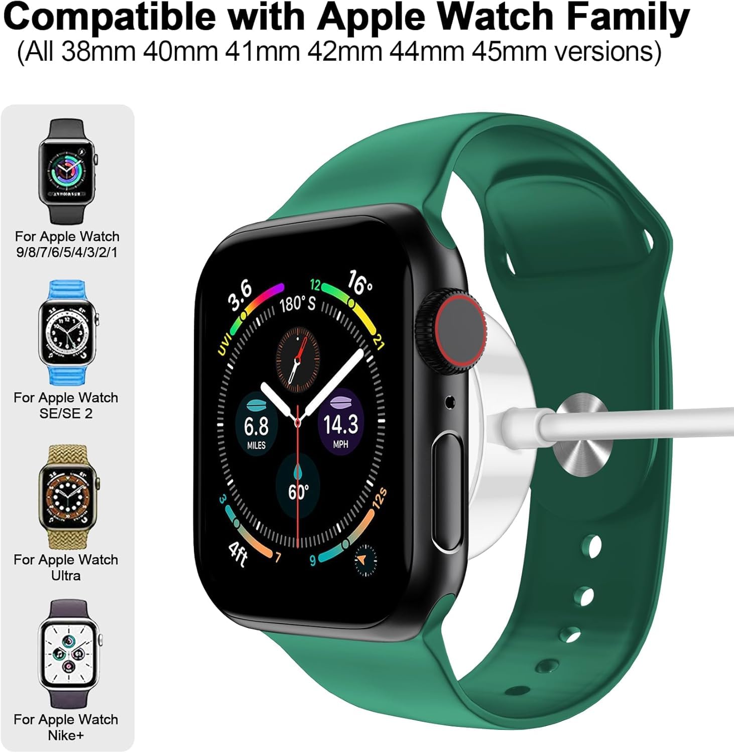 Foto 3 pulgar | Cargador Para Apple Watch, Cable Magnético De Carga Rápida De 2 M, Blanco - Venta Internacional.