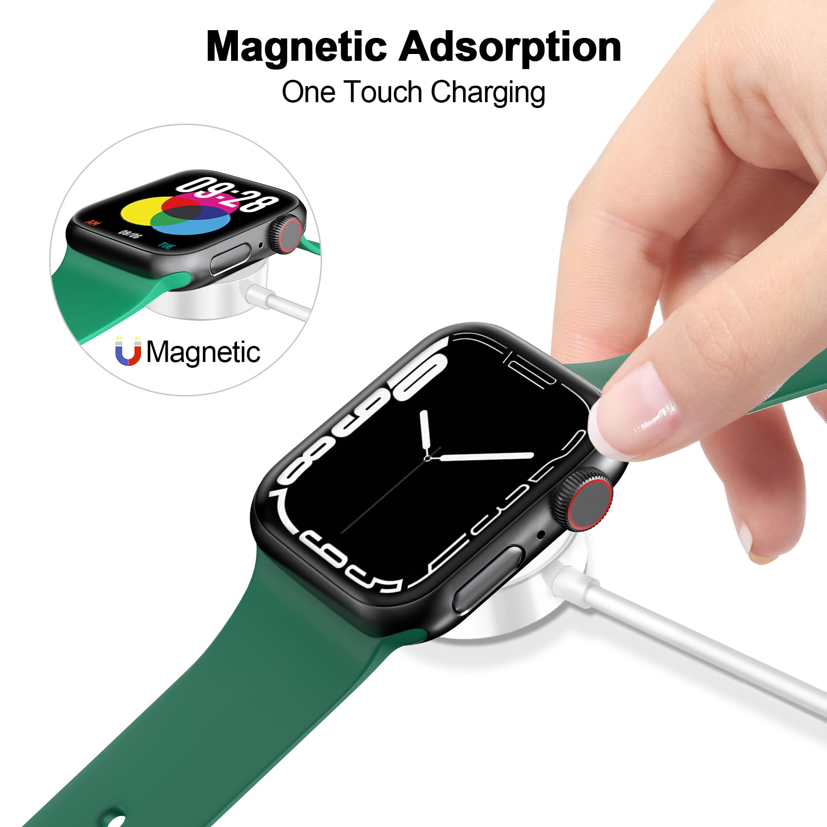 Foto 5 pulgar | Cargador Para Apple Watch, Cable Magnético De Carga Rápida De 2 M, Blanco - Venta Internacional.