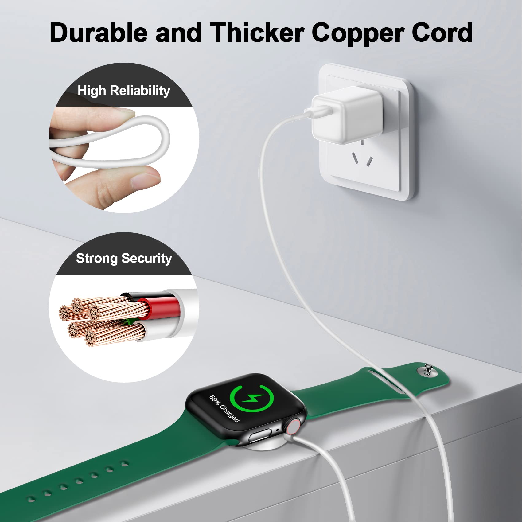 Foto 5 pulgar | Cargador Para Apple Watch, Cable Magnético De Carga Rápida De 3.3 Pies - Venta Internacional.