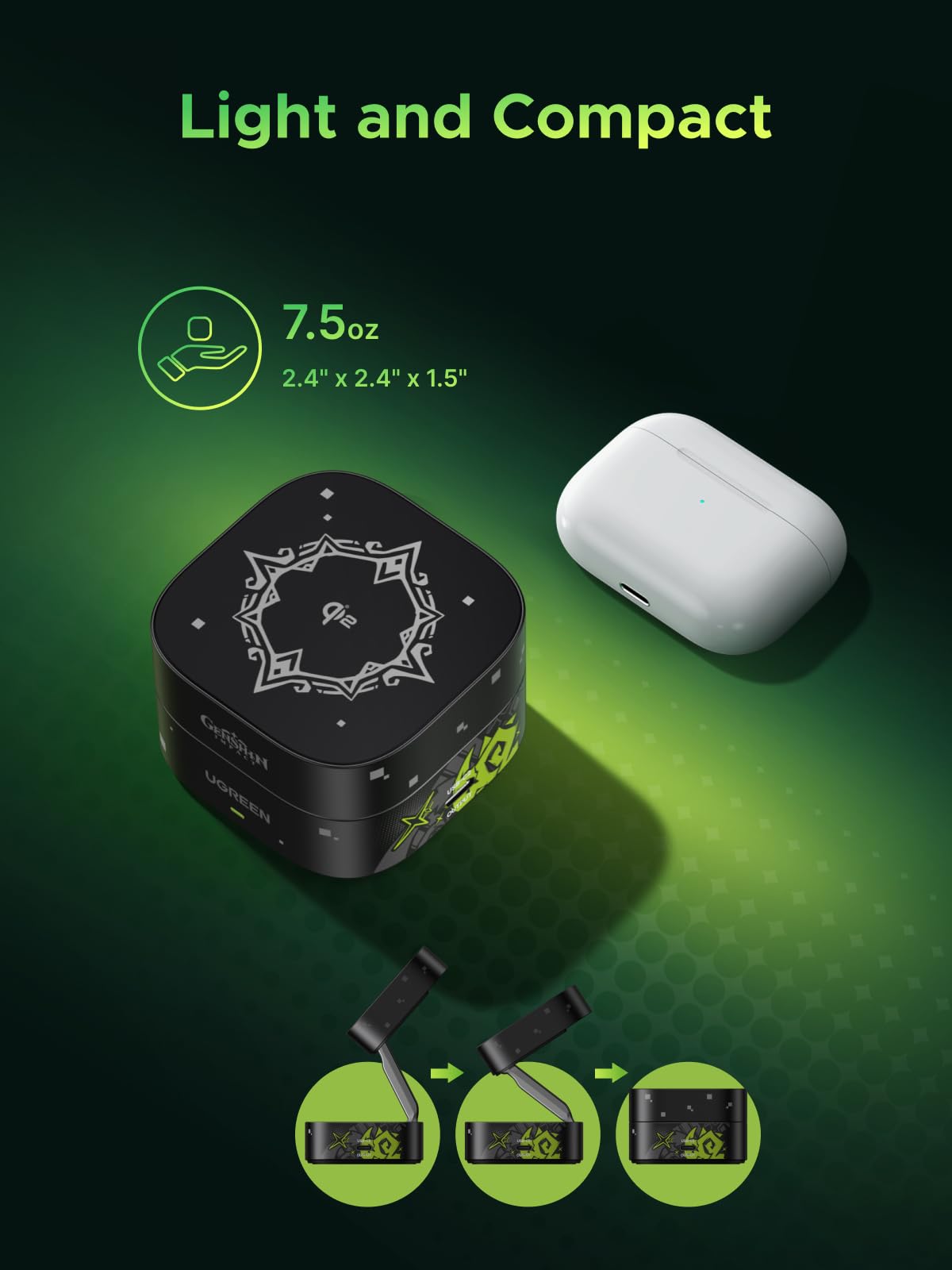 Foto 5 pulgar | Cargador Inalámbrico Ugreen Magflow Qi2 Magnético Plegable 15w - Venta Internacional.