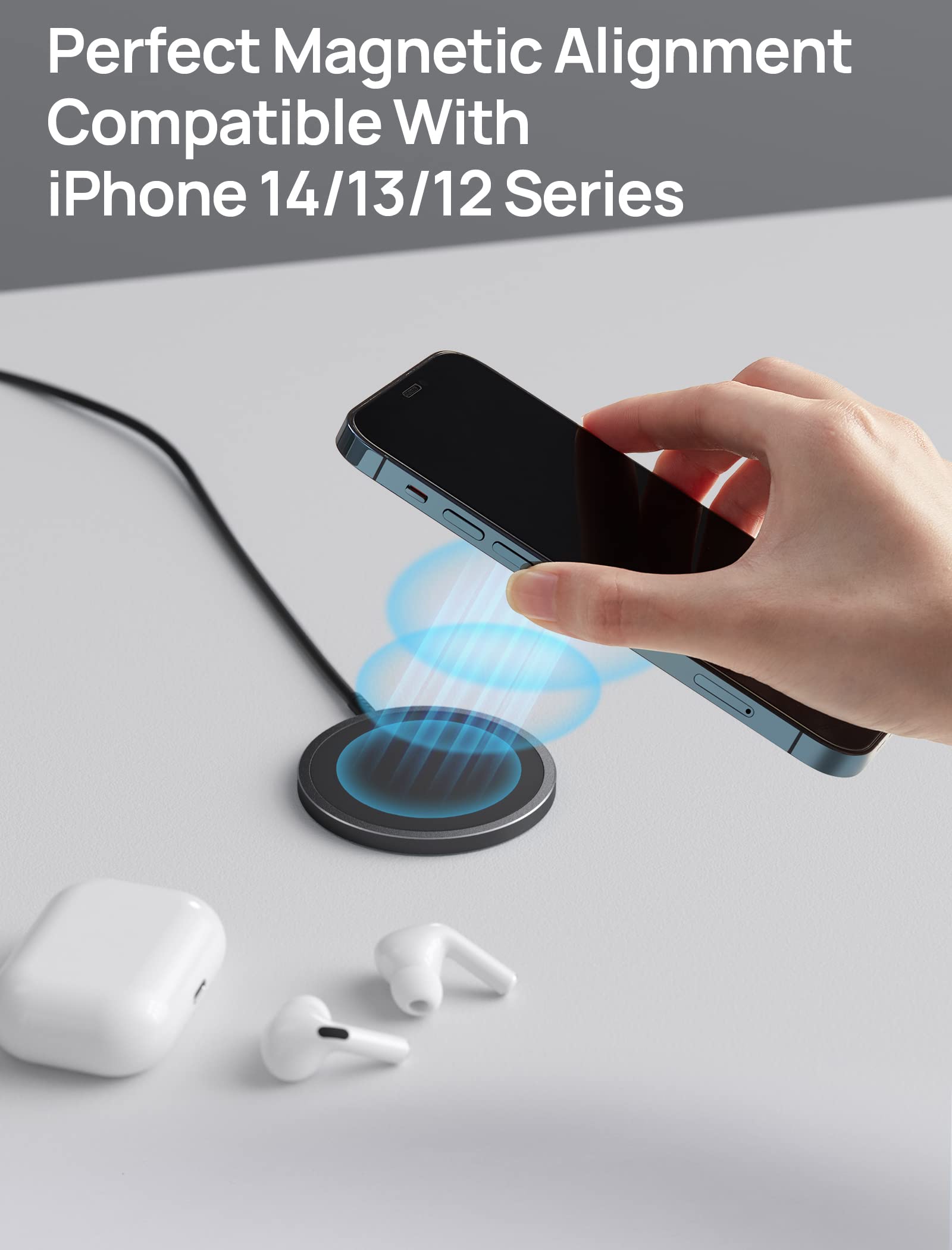Foto 4 pulgar | Cargador Inalámbrico Magnético Jsaux Compatible Con Iphone - Venta Internacional.