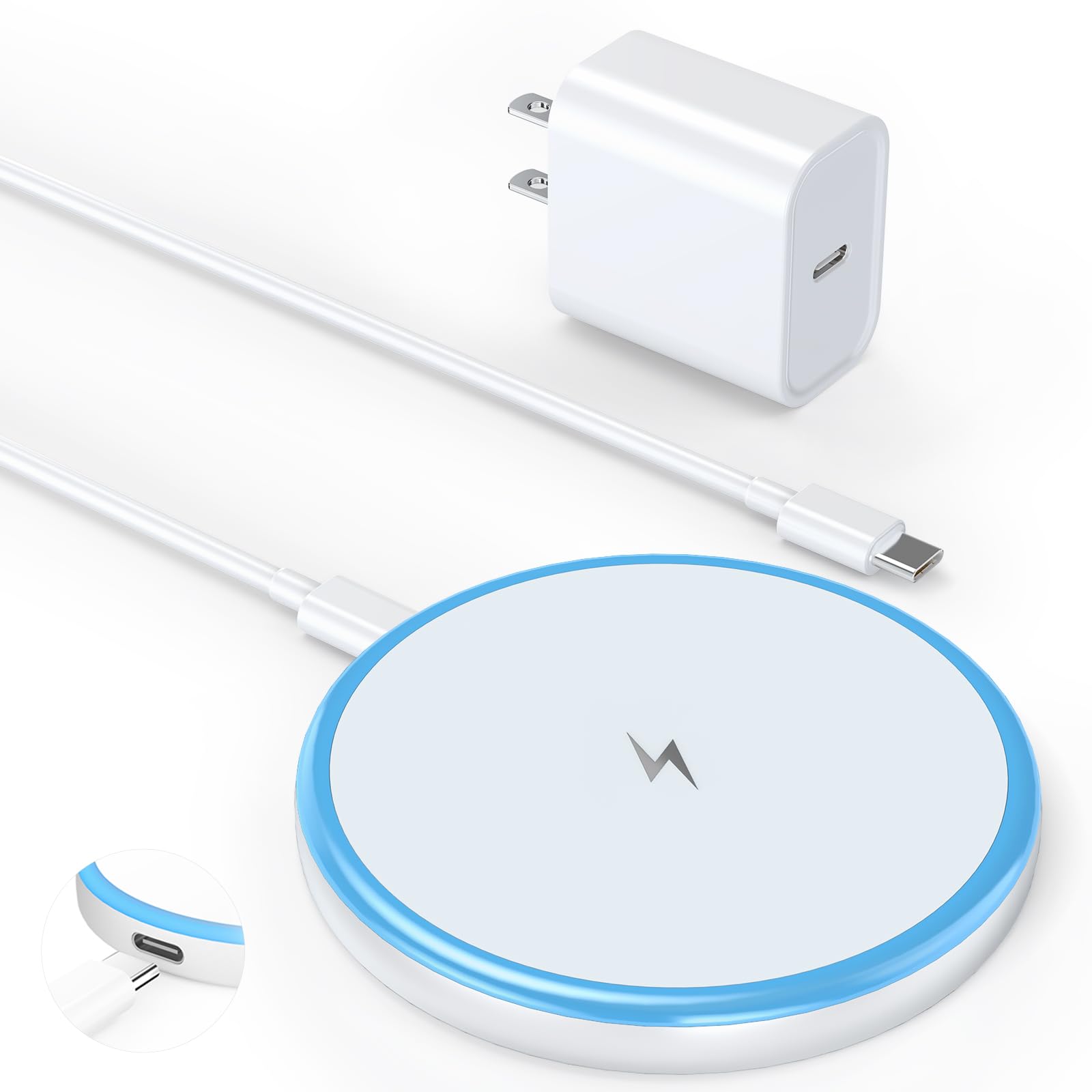 Foto 2 pulgar | Cargador Inalámbrico Magnético Quzudn De 15 W Con Adaptador De 20 W Para Iphone Y Airpods - Venta Internacional.