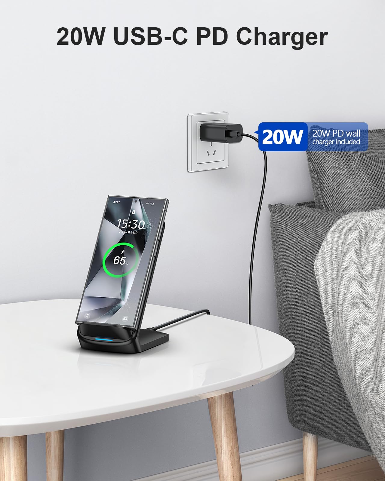 Foto 3 pulgar | Cargador Inalámbrico Nanami Fast Charging Stand para iPhone y Samsung - Venta Internacional