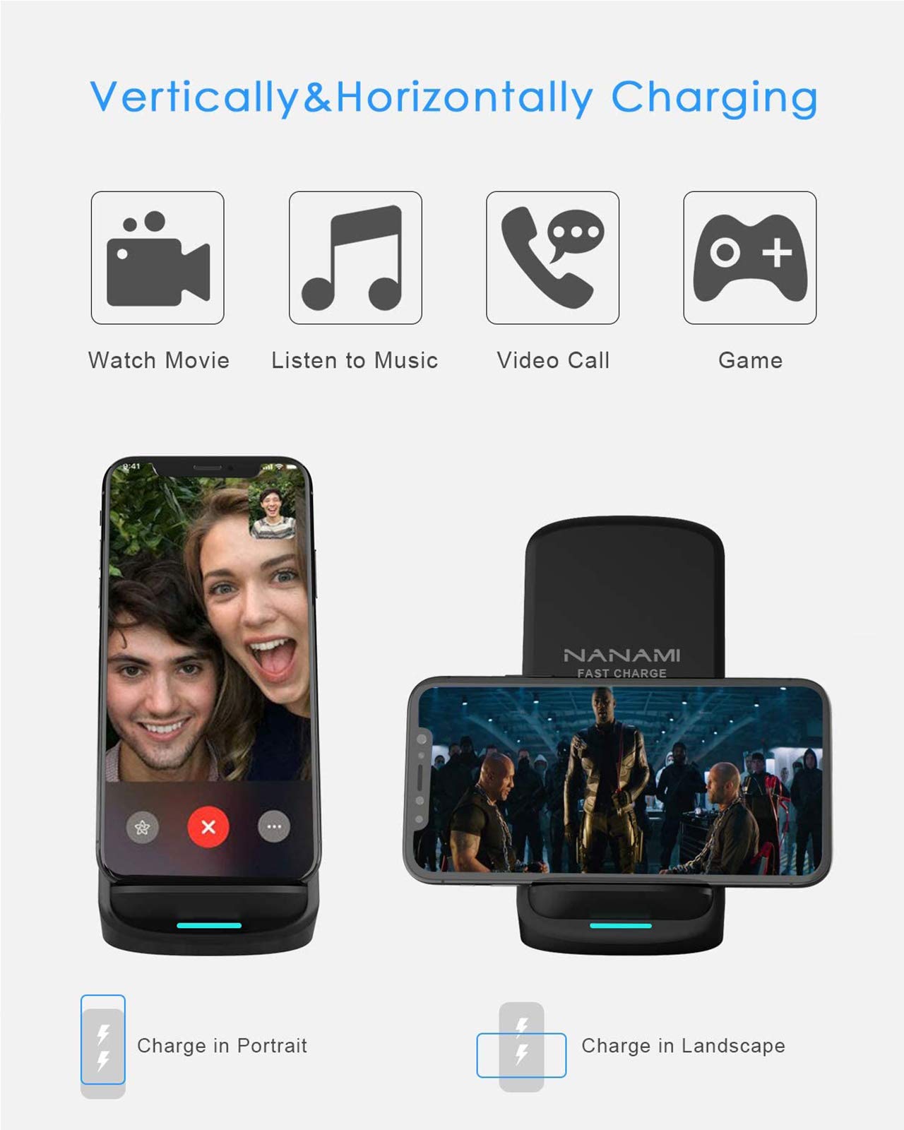 Foto 4 pulgar | Cargador Inalámbrico Nanami Fast Charging Stand para iPhone y Samsung - Venta Internacional