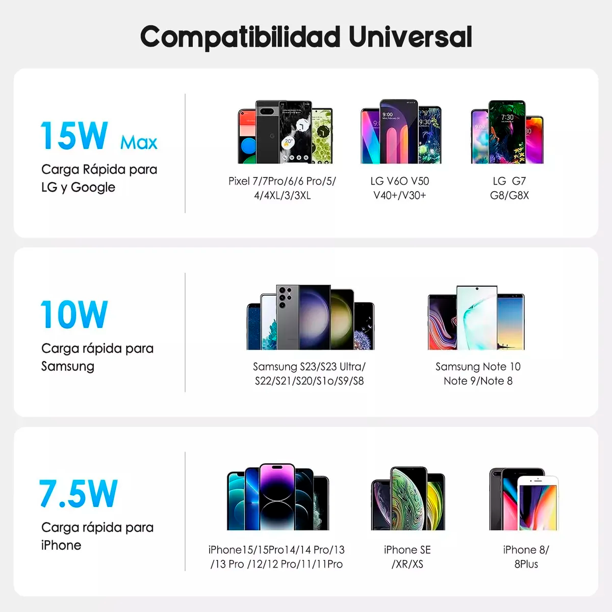 Foto 4 pulgar | Cargador Inalambrico 15w Kimhi Soporte Celular Carga Rapida Tipo C Para Samsung/iphone/xiaomi/huawei/motorola Qi