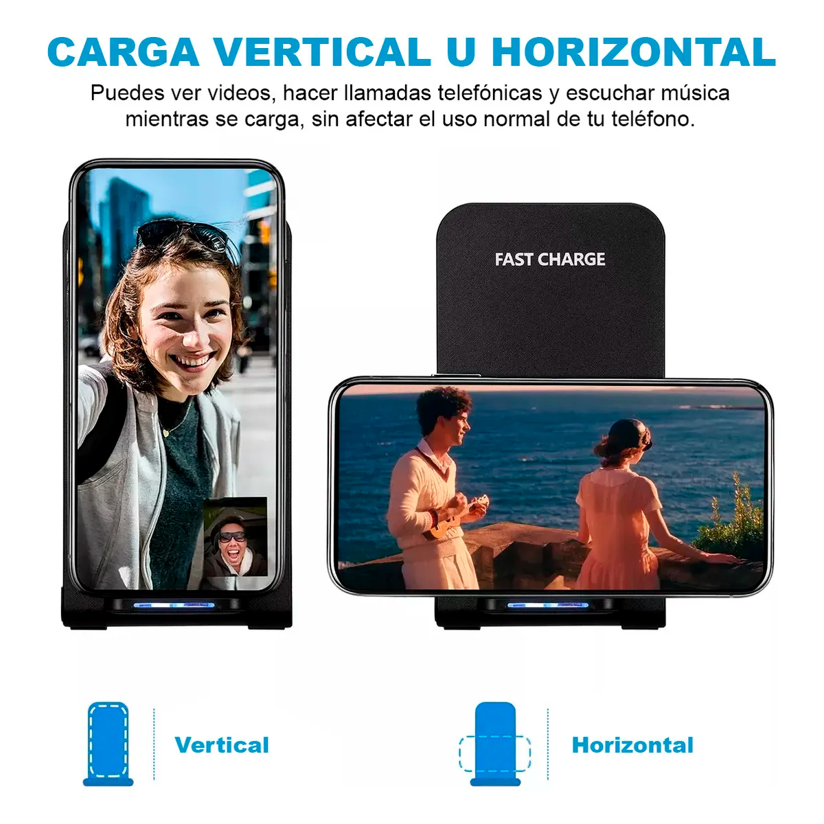 Foto 5 pulgar | Cargador Inalambrico 15w Kimhi Soporte Celular Carga Rapida Tipo C Para Samsung/iphone/xiaomi/huawei/motorola Qi