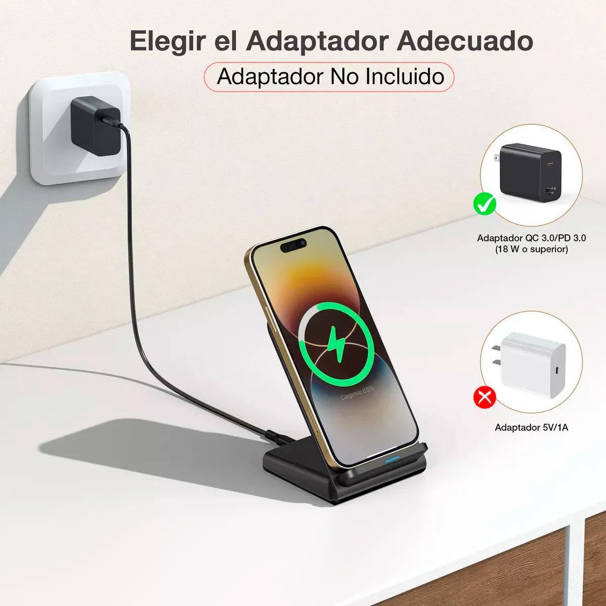 Foto 6 pulgar | Cargador Inalambrico 15w Kimhi Soporte Celular Carga Rapida Tipo C Para Samsung/iphone/xiaomi/huawei/motorola Qi