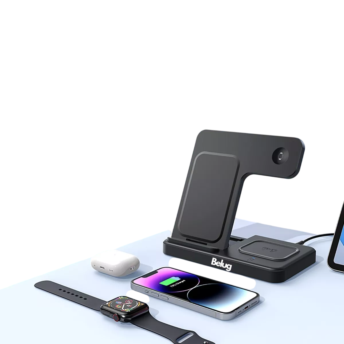 Foto 6 pulgar | 3 En 1 Cargador Inalambrico Para Iphone/iwatch/airpods Belug Negro