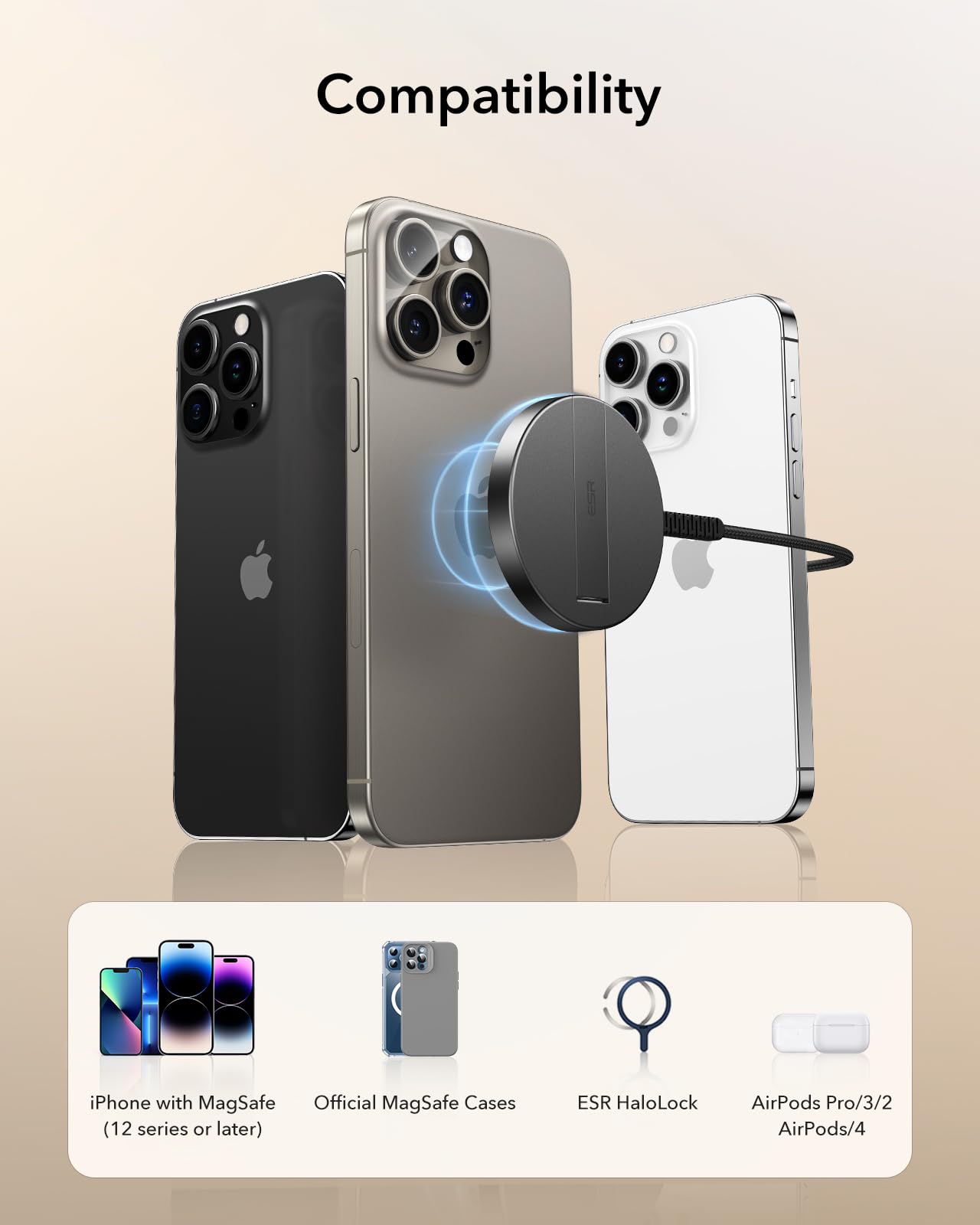 Foto 7 pulgar | Cargador Inalámbrico Esr Magsafe 15w Para Iphone, Airpods, Galaxy - Venta Internacional.
