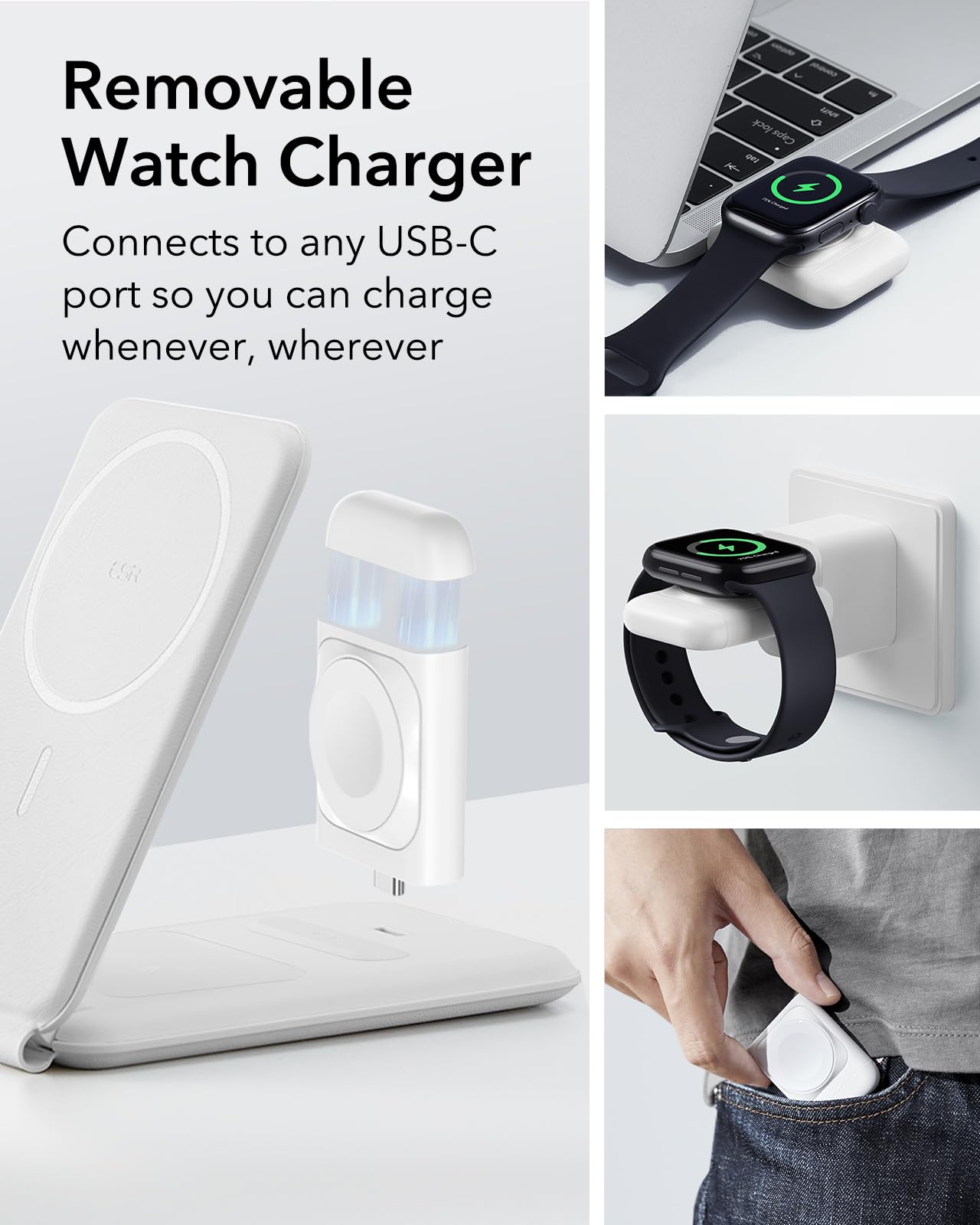 Foto 5 | Soporte De Carga Esr 3 En 1 Para Magsafe Con Apple Watch Blanco - Venta Internacional.
