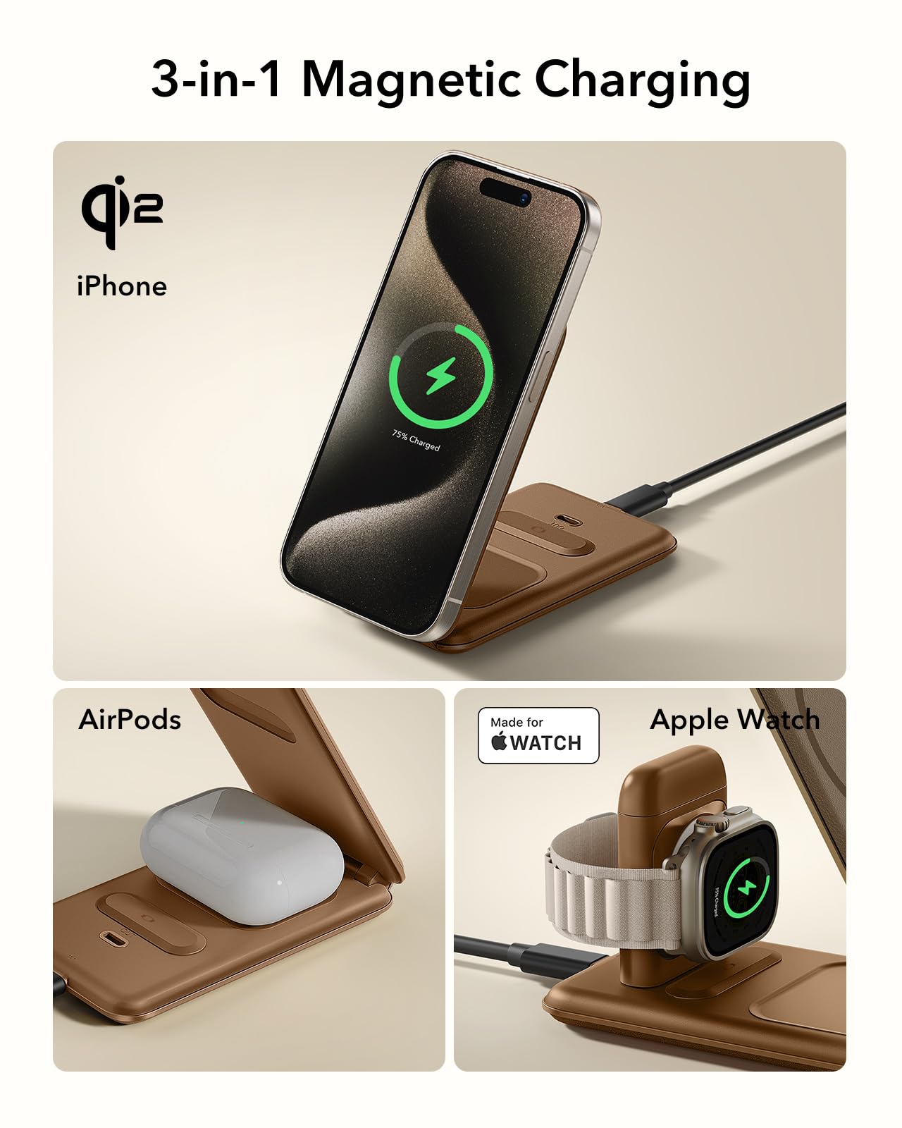 Foto 7 pulgar | Estación De Carga Esr Qi2 3 En 1 Para Apple Con Cargador Watch - Venta Internacional.