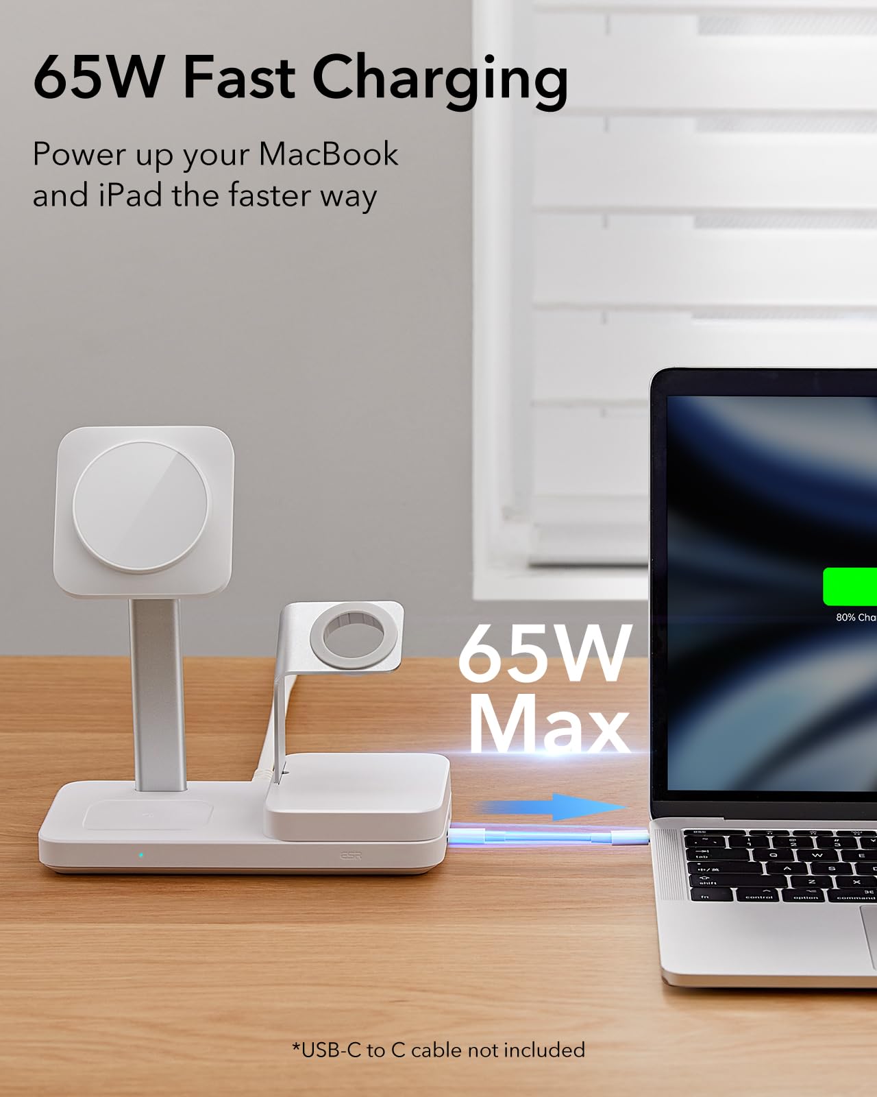 Foto 4 | Estación De Carga Esr 65w 4 En 1 Gan Inalámbrica Para Apple White - Venta Internacional.