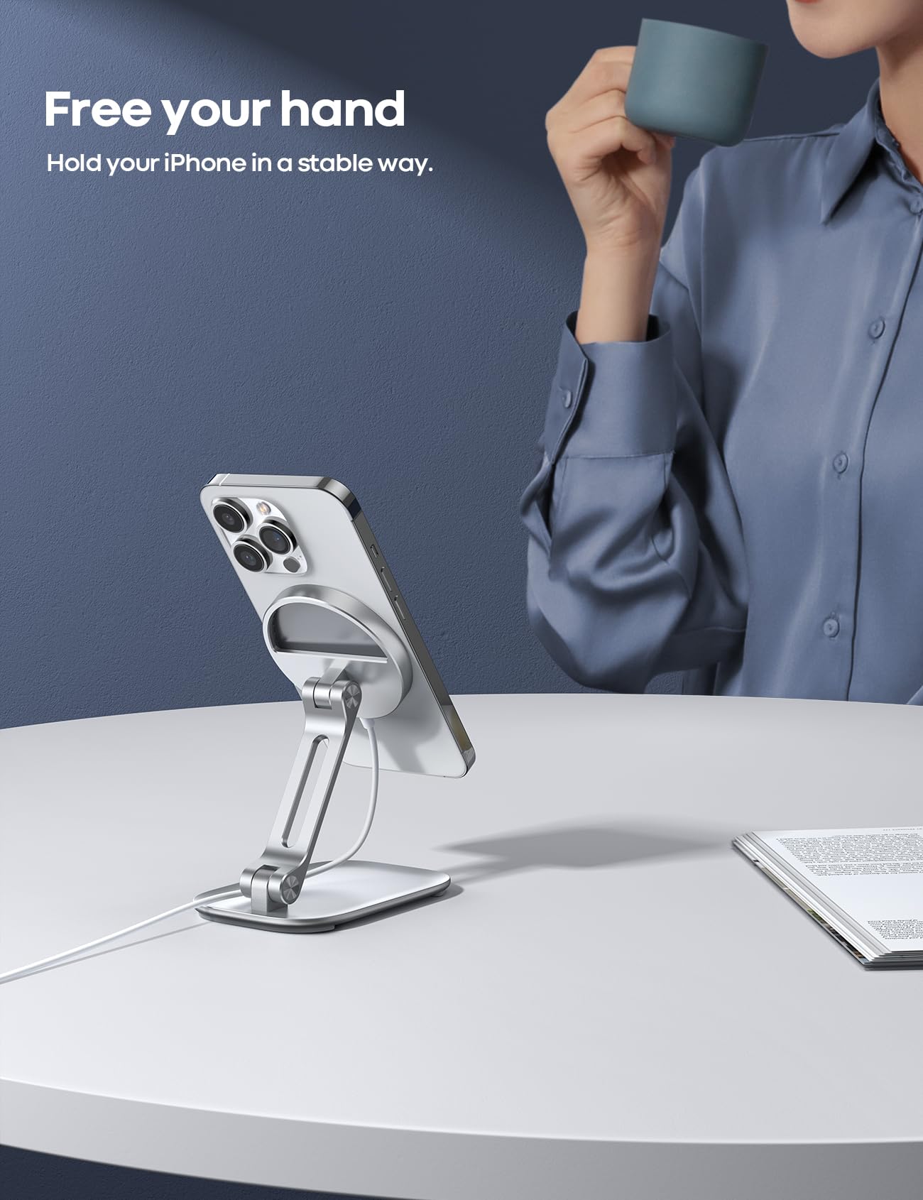 Foto 2 | Soporte De Teléfono Plegable Lamicall Para Apple Con Cargador De 25 W - Venta Internacional.