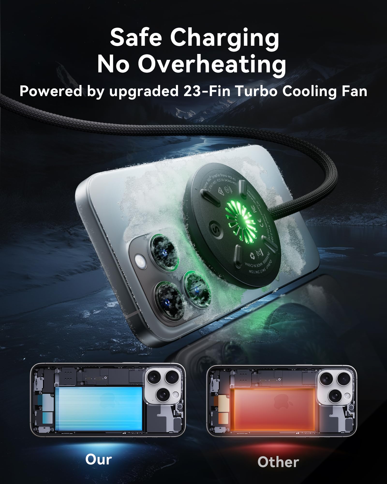 Foto 4 pulgar | Cargador Inalámbrico Iniu para Magsafe 15w Qi2 con Ventilador- Venta Internacional
