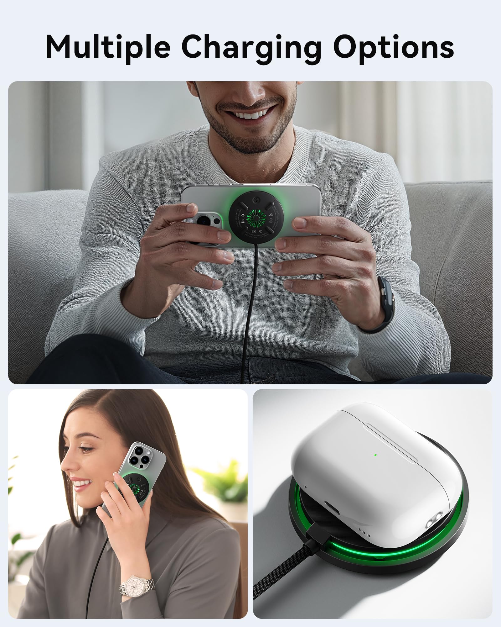 Foto 4 | Cargador Inalámbrico Iniu para Magsafe 15w Qi2 con Ventilador- Venta Internacional