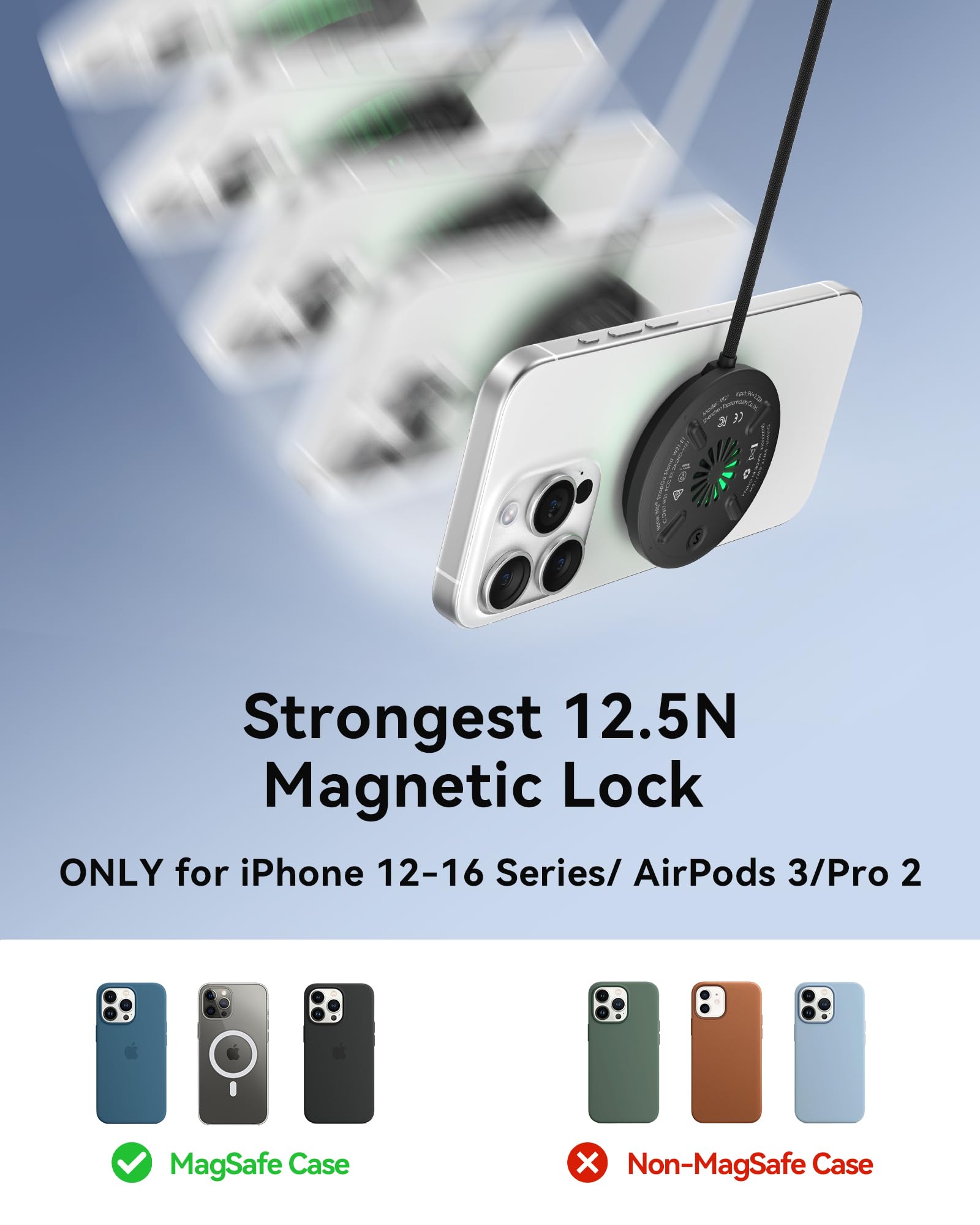 Foto 6 pulgar | Cargador Inalámbrico Iniu para Magsafe 15w Qi2 con Ventilador- Venta Internacional