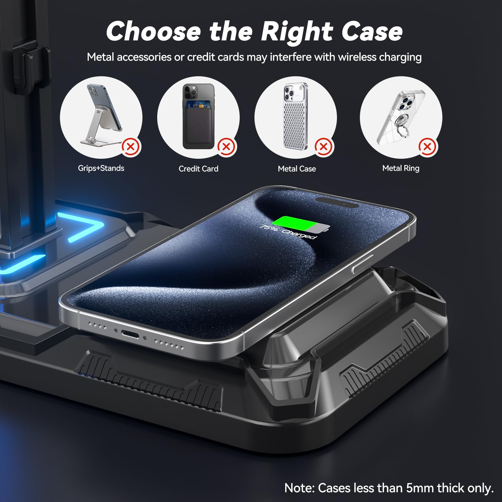 Foto 4 pulgar | Soporte Para Auriculares Y Mando Con Carga Inalámbrica Kdd - Venta Internacional.