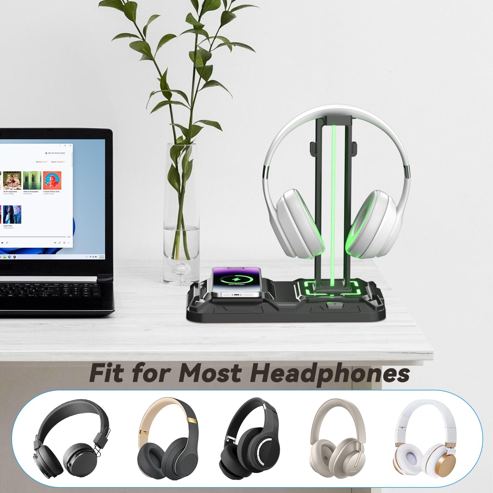 Foto 6 pulgar | Soporte Para Auriculares Y Mando Con Carga Inalámbrica Kdd - Venta Internacional.