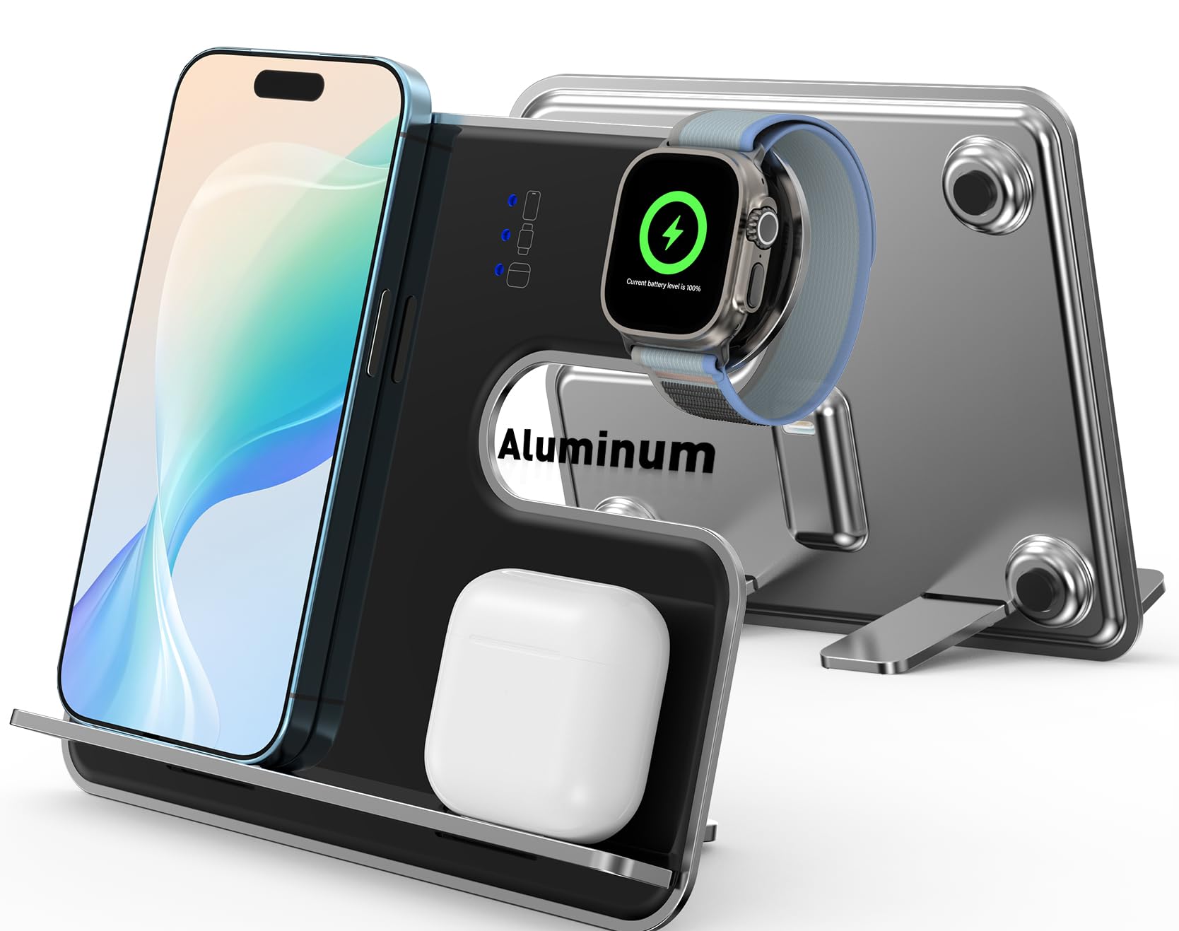 Foto 1 | Cargador Inalámbrico Rohent 3 En 1 Para Iphone Apple Watch Airpods - Venta Internacional.