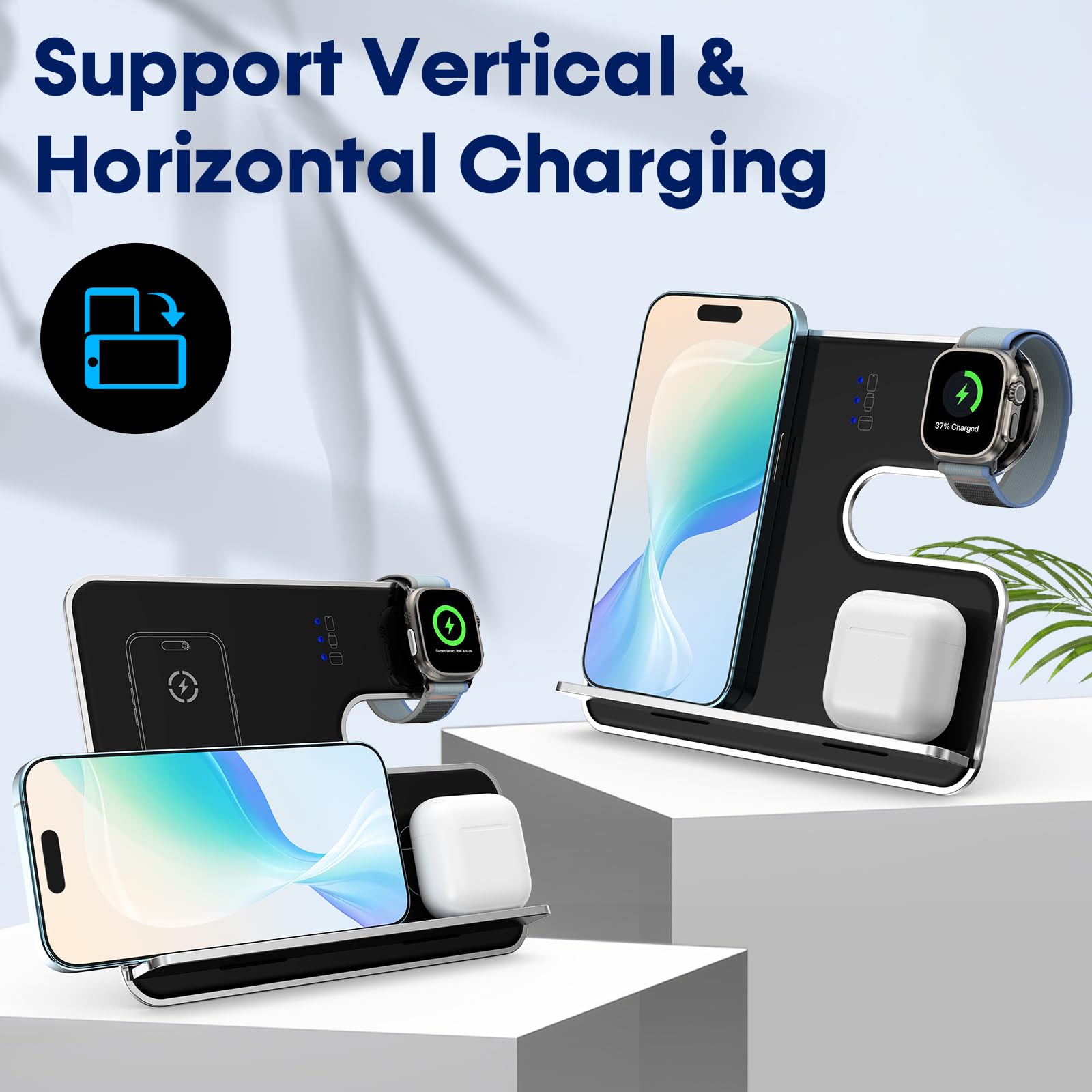 Foto 6 | Cargador Inalámbrico Rohent 3 En 1 Para Iphone Apple Watch Airpods - Venta Internacional.