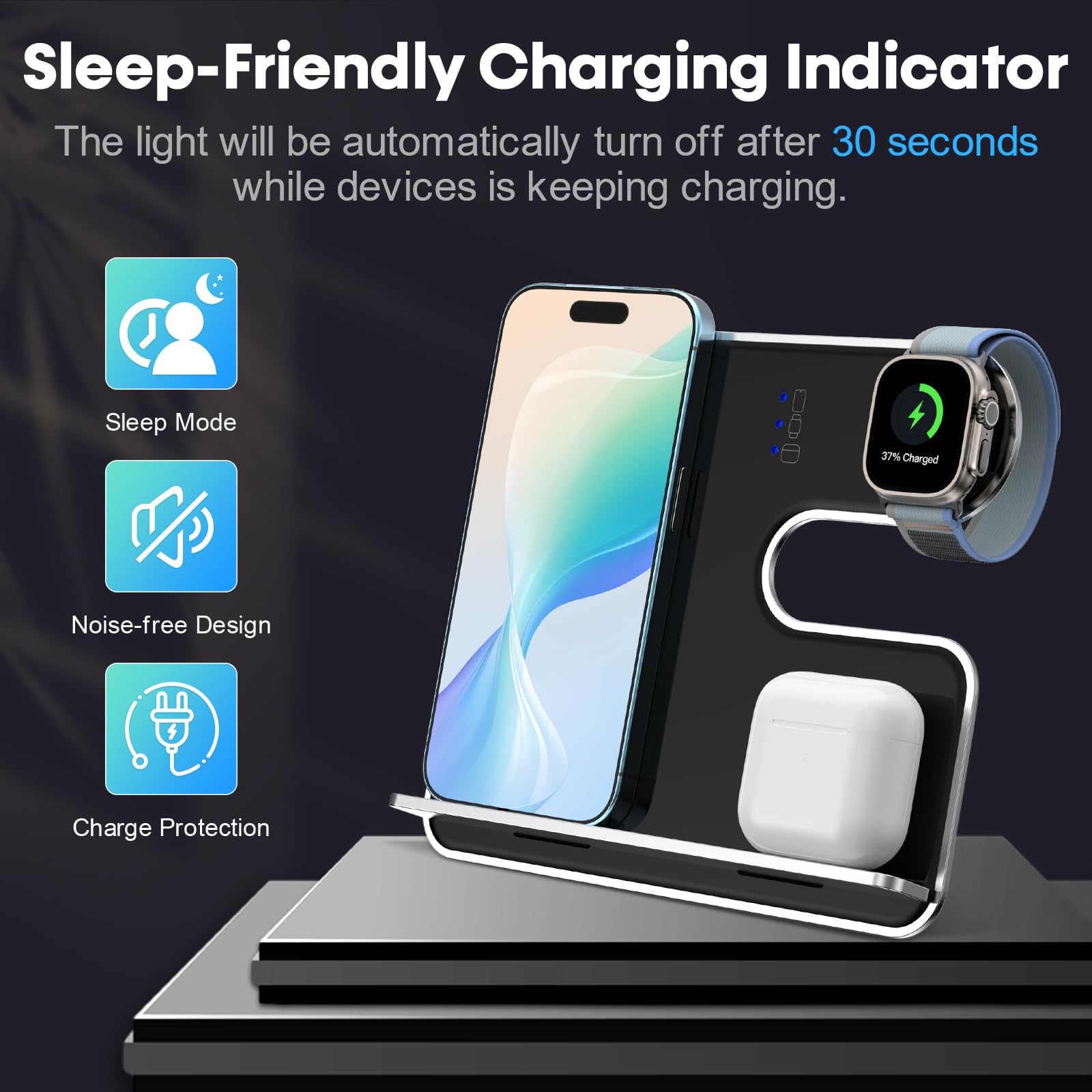 Foto 7 | Cargador Inalámbrico Rohent 3 En 1 Para Iphone Apple Watch Airpods - Venta Internacional.