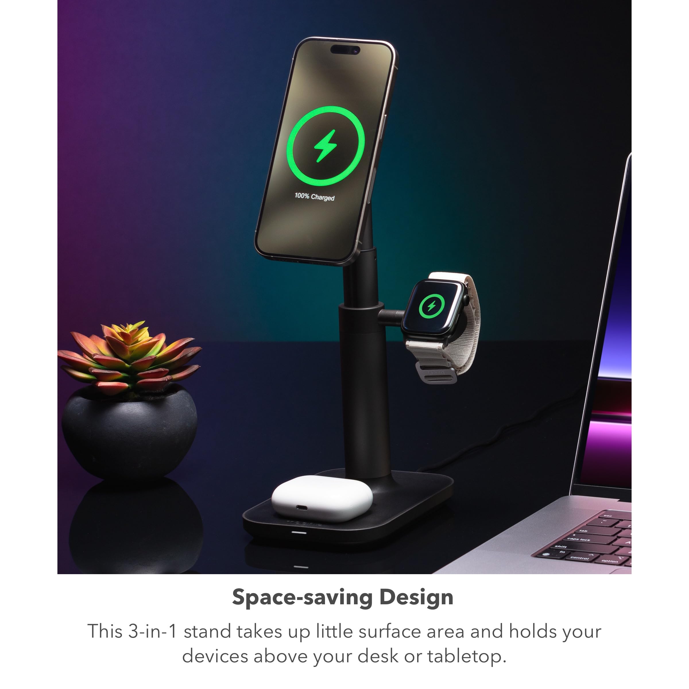 Foto 4 pulgar | Soporte De Carga Mophie Magsafe 3 En 1 Para Iphone Y Apple Watch - Venta Internacional.