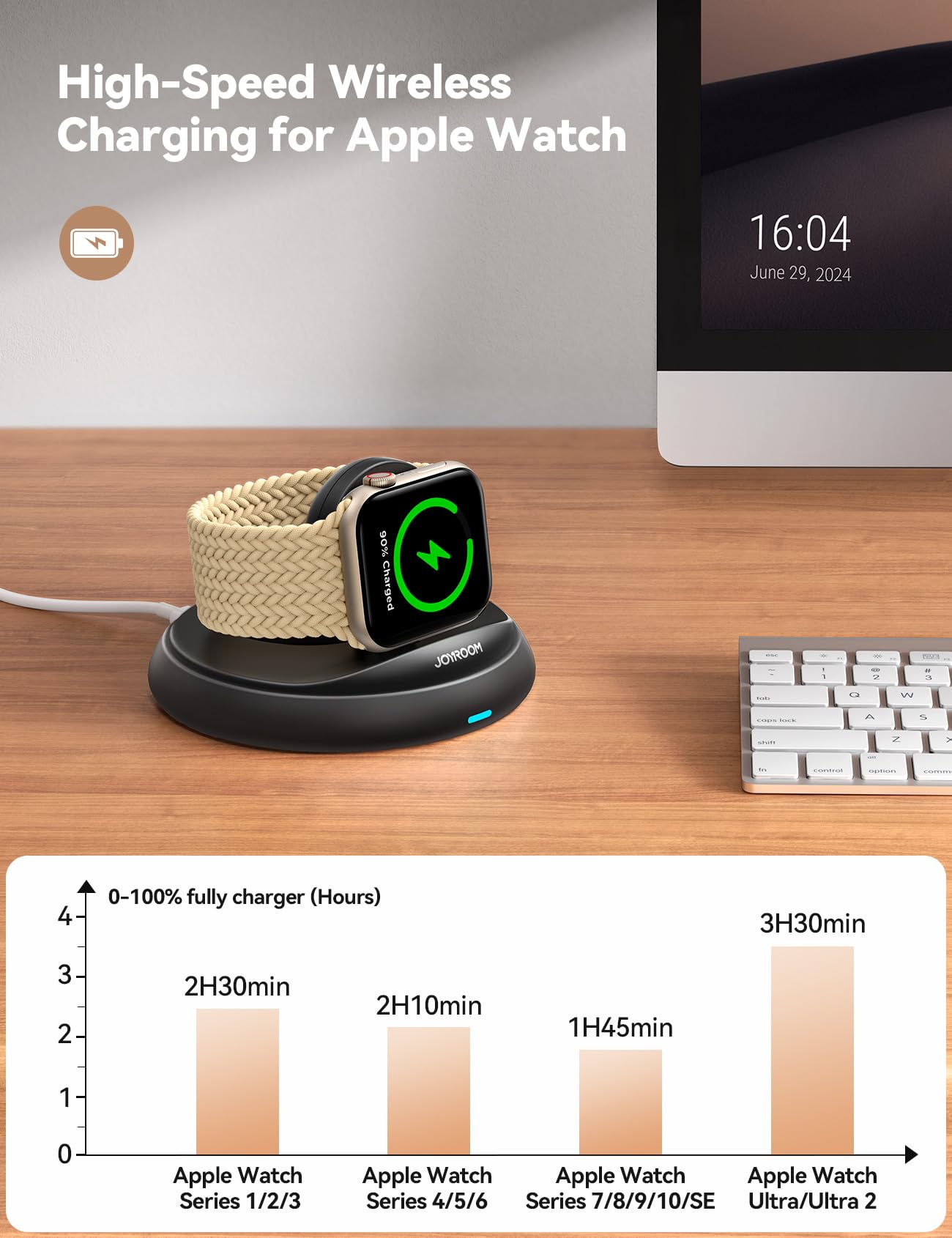Foto 4 pulgar | Soporte De Carga Joyroom Para Apple Watch Series 1-10/se/2 Negro - Venta Internacional.
