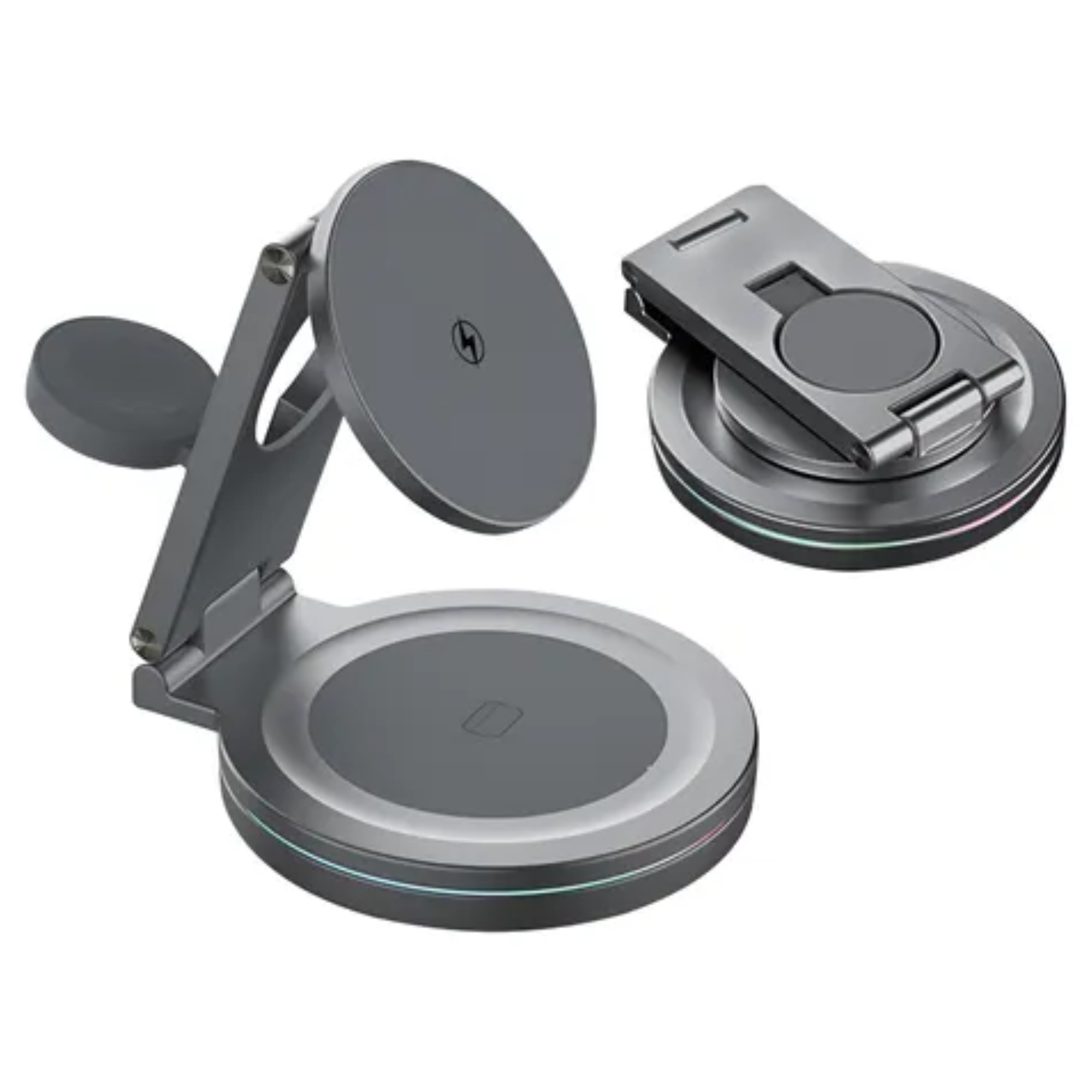 Foto 2 pulgar | Cargador Inalámbrico 3 en 1 para iPhone Magasfe Qi2 360° Gris