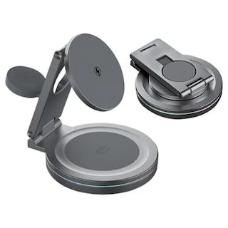 Foto 1 | Cargador Inalámbrico 3 en 1 para iPhone Magasfe Qi2 360° Gris