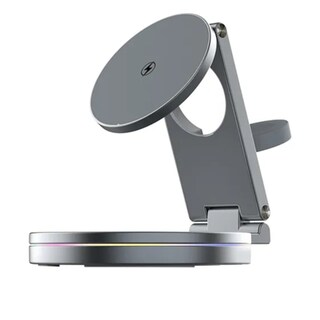 Foto 2 | Cargador Inalámbrico 3 en 1 para iPhone Magasfe Qi2 360° Gris