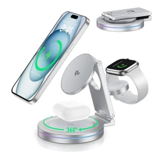 Foto 5 | Cargador Inalámbrico 3 en 1 para iPhone Magasfe Qi2 360° Gris