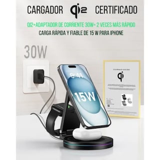 Foto 6 | Cargador Inalámbrico 3 en 1 para iPhone Magasfe Qi2 360° Gris