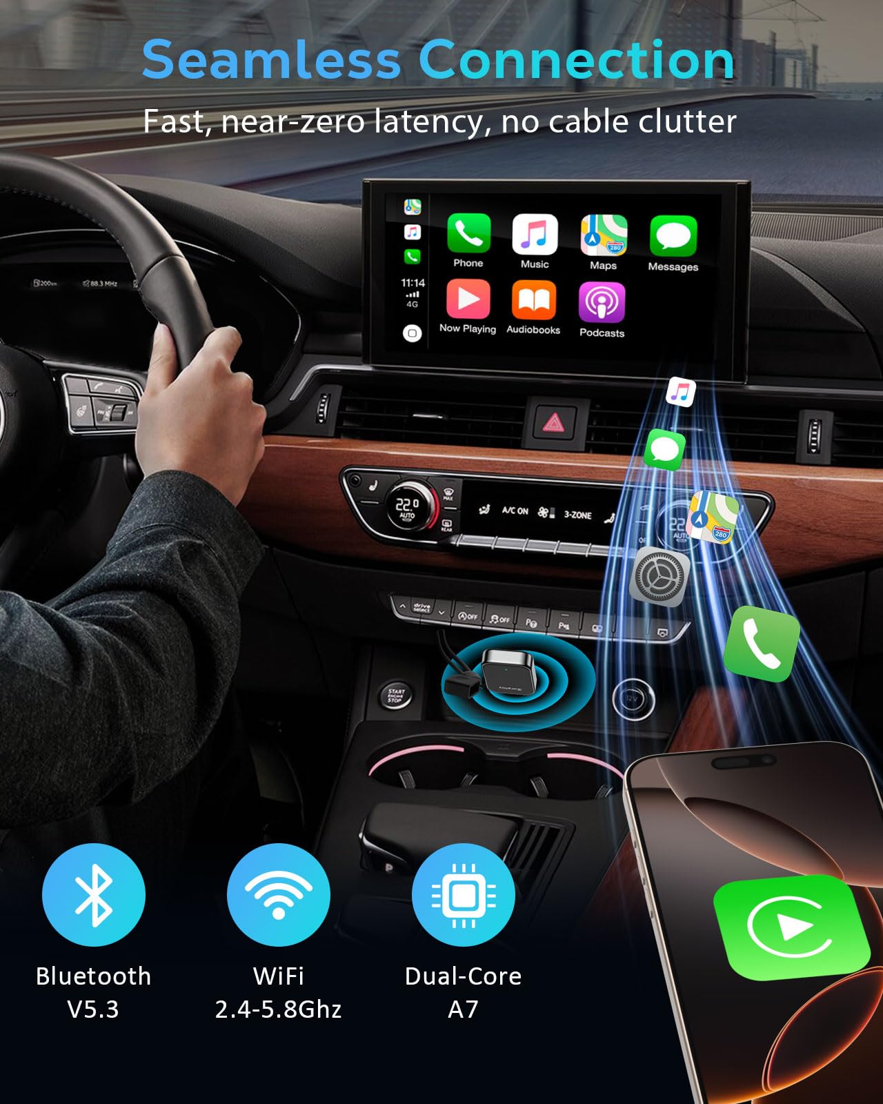 Foto 6 pulgar | Adaptador Carplay Inalámbrico Moko Para Iphone Ios 10+ Con Carplay - Venta Internacional.