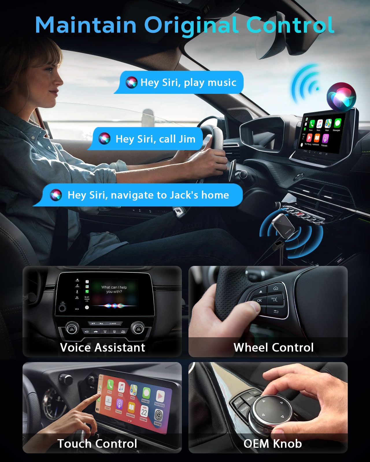 Foto 7 pulgar | Adaptador Carplay Inalámbrico Moko Para Iphone Ios 10+ Con Carplay - Venta Internacional.