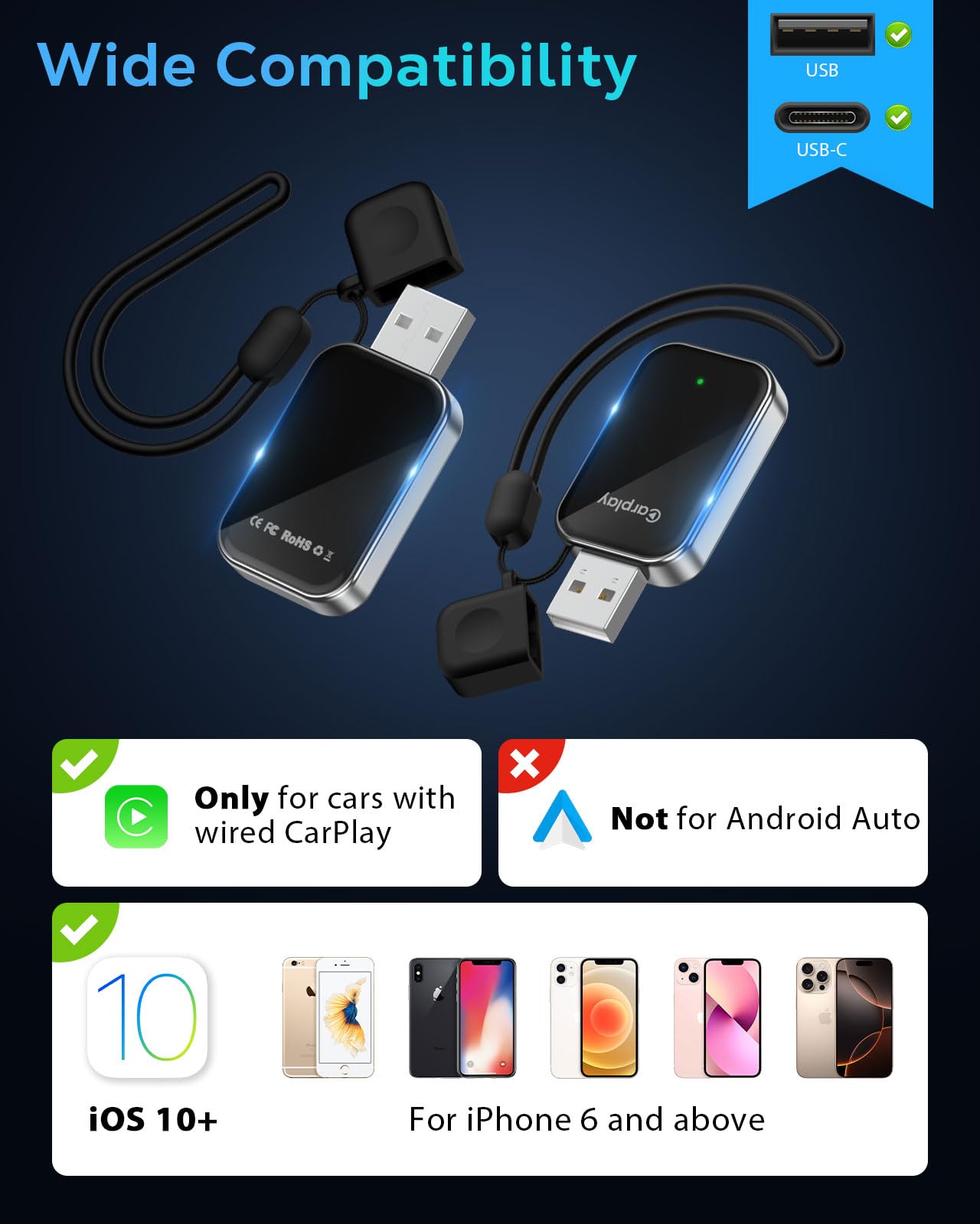 Foto 8 pulgar | Adaptador Carplay Inalámbrico Moko Para Iphone Ios 10+ Con Carplay - Venta Internacional.