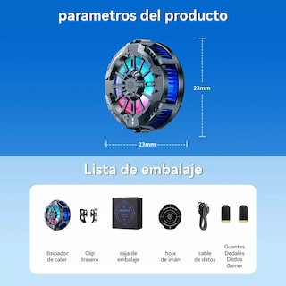 Foto 3 | Ventilador Enfriador De Celular Ventilador Rgb Eo Safe Imports Esi-17945 Multicolor