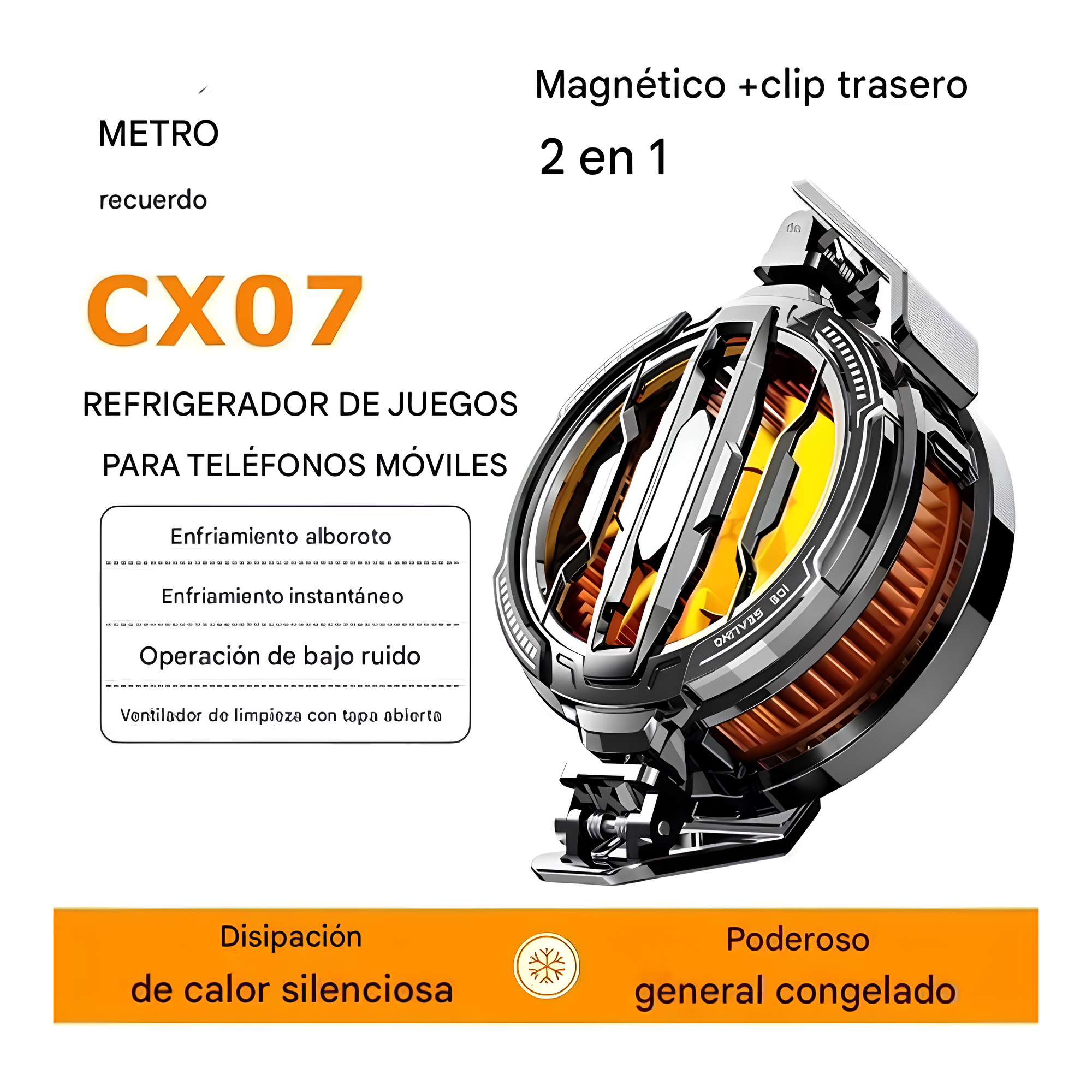 Foto 4 pulgar | Ventilador Enfriador para Celular Memo Cx07