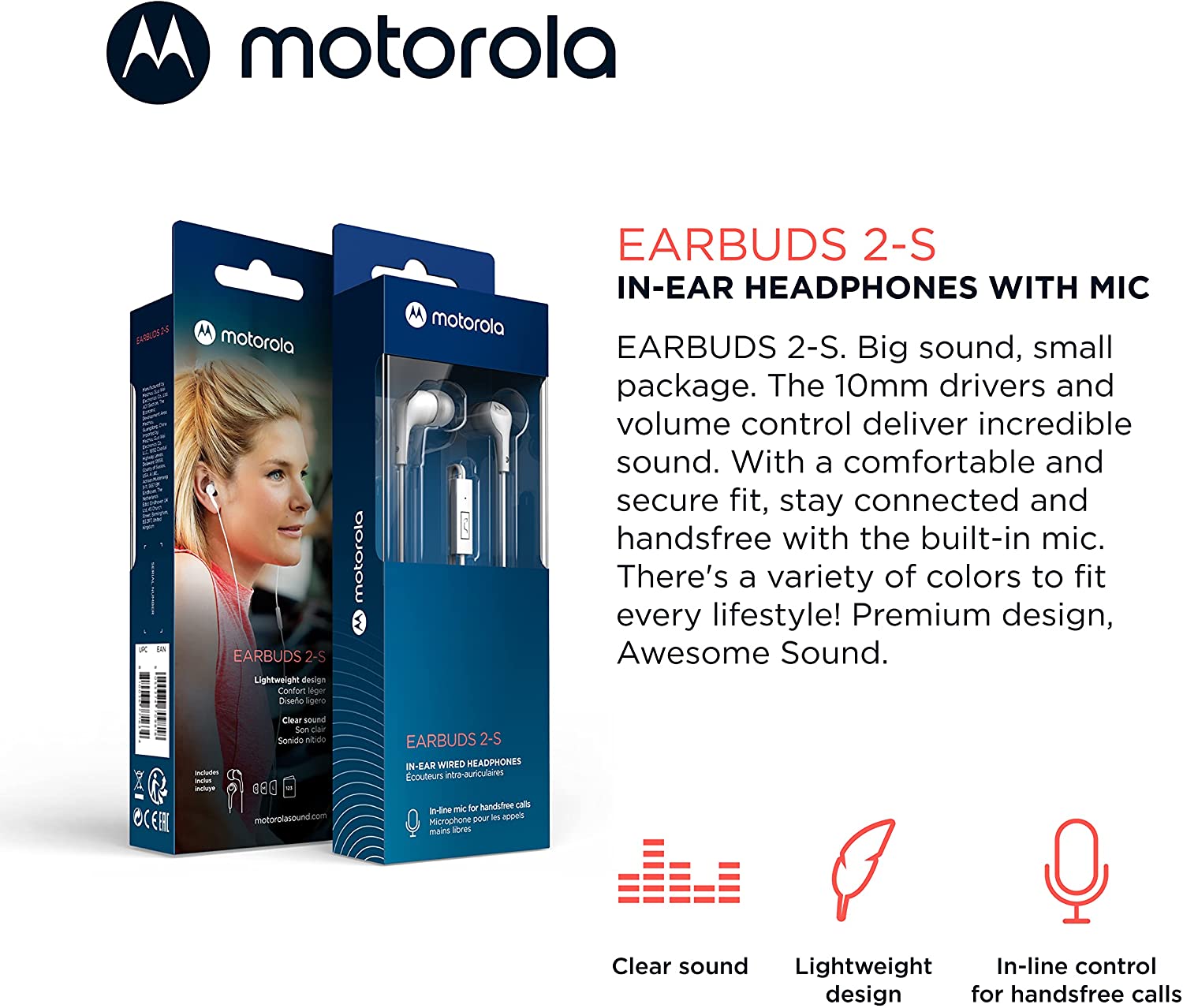 Foto 4 pulgar | Audífonos Motorola Manos Libres Earbuds 2-s 2022 Jack 3.5 color Blanco