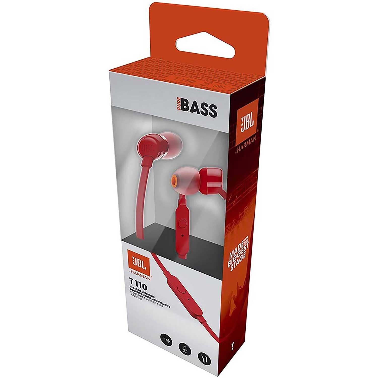 Foto 3 pulgar | Manos Libres Auricular JBL Tune 110 color Rojo Universal 3.5 MM