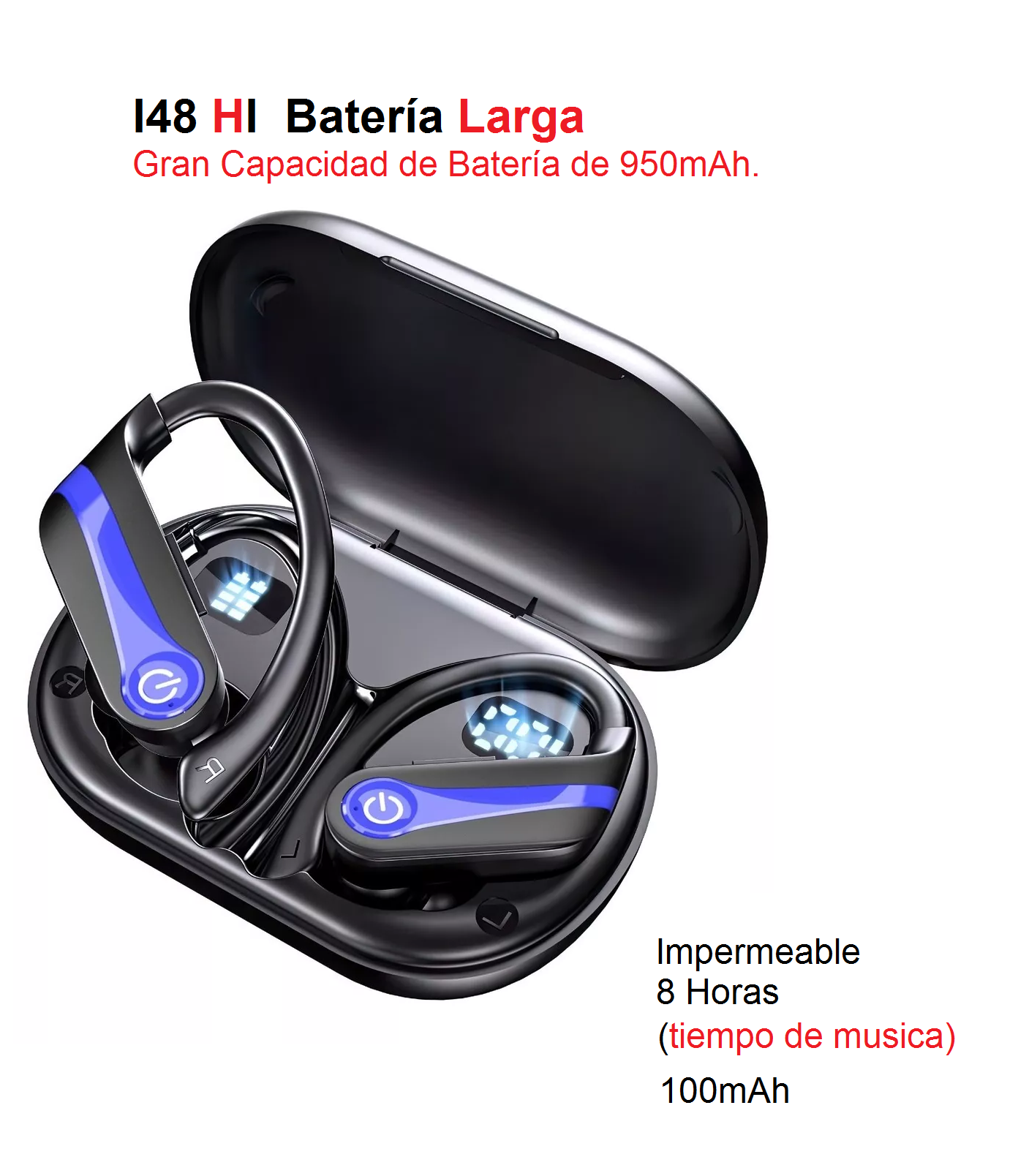 Foto 3 pulgar | Audífonos Inalámbricos Bluetooth Malubero color Negro con Azul