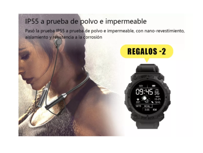 Foto 2 | Audífonos Deportivos con Reloj Sport Watch Negro 2 Piezas