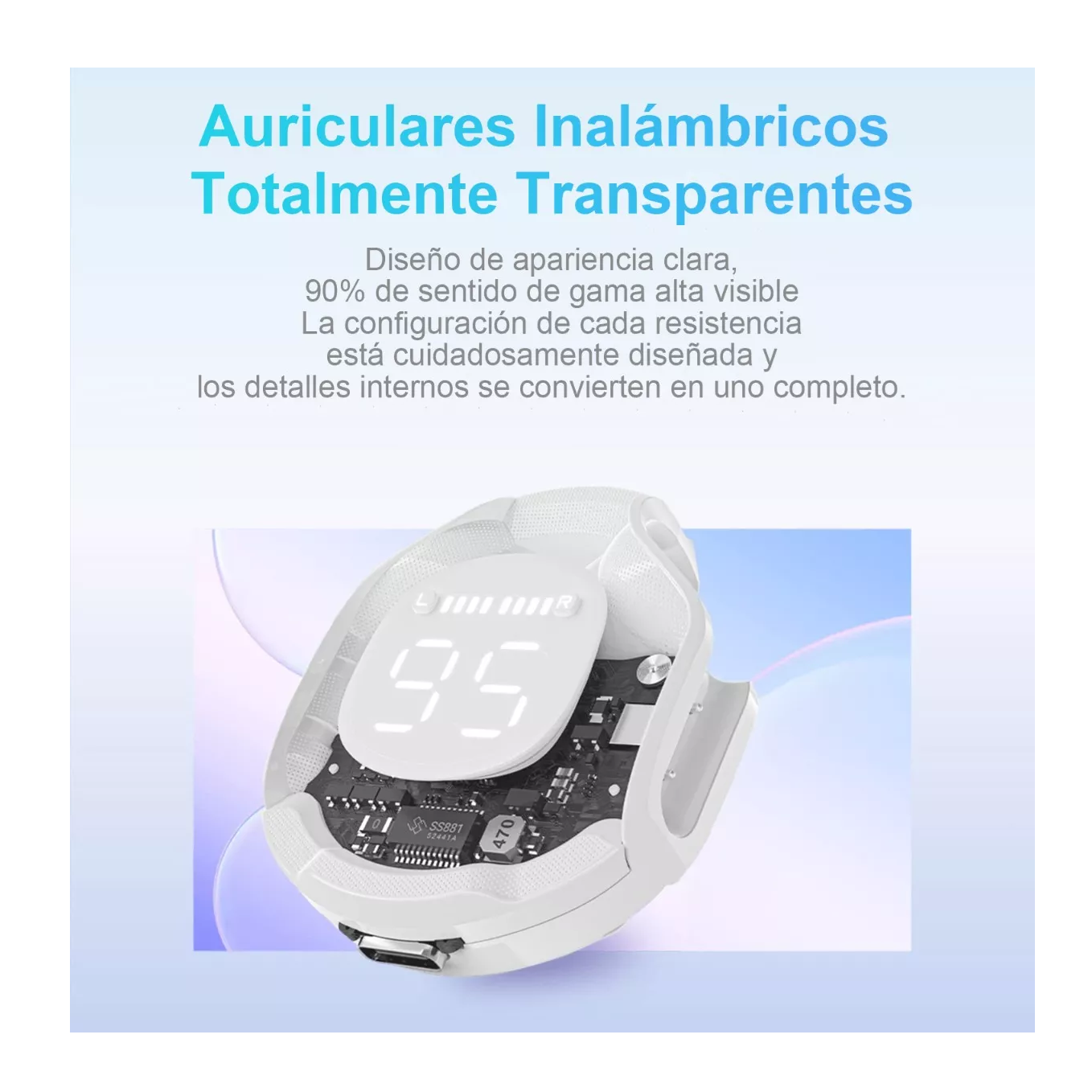 Foto 5 pulgar | Audífonos Bluetooth 5.3 Inalámbricos De Transparente Blanco