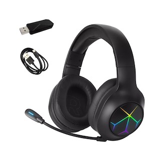 Foto 1 | Auriculares Gamer Inalámbricos Belug Negros con Líneas Coloridas Bluetooth 2.4 g