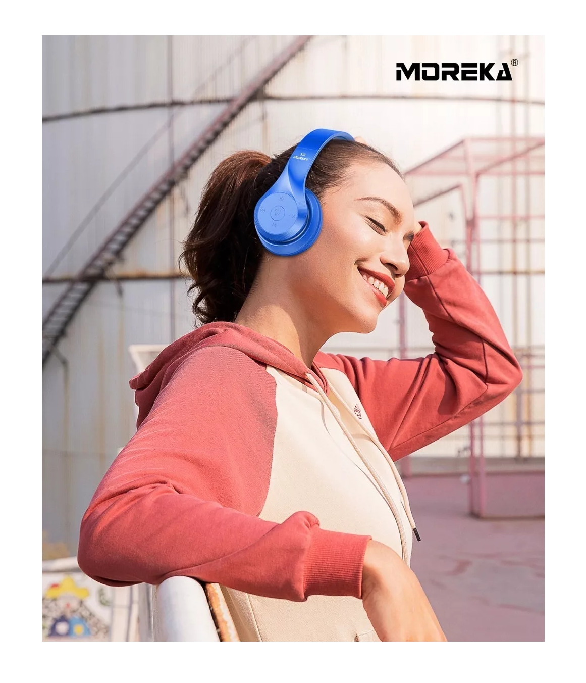 Foto 5 | Audífonos de Diadema Moreka Bluetooth Inalámbrico Plegable Azul