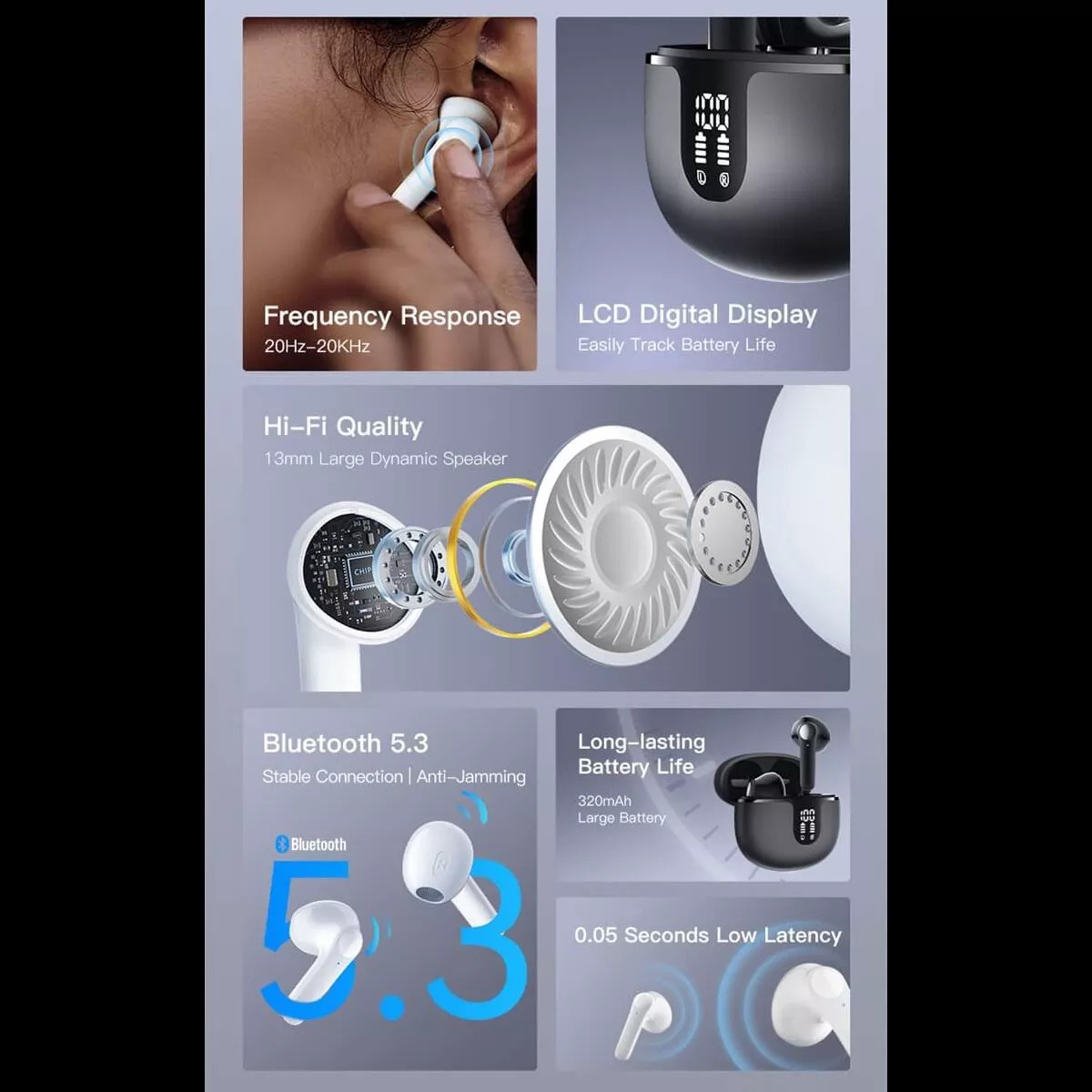 Foto 6 pulgar | Audífonos Manos Libres Bluetooth S61 Fralugio 5.3 Bt Cvc 8.0 Blanco