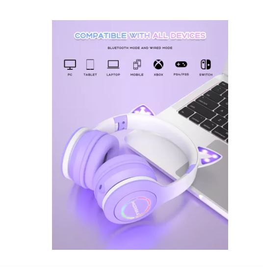 Foto 4 pulgar | Auriculares Inalámbricos Bluetooth Diadema Violeta