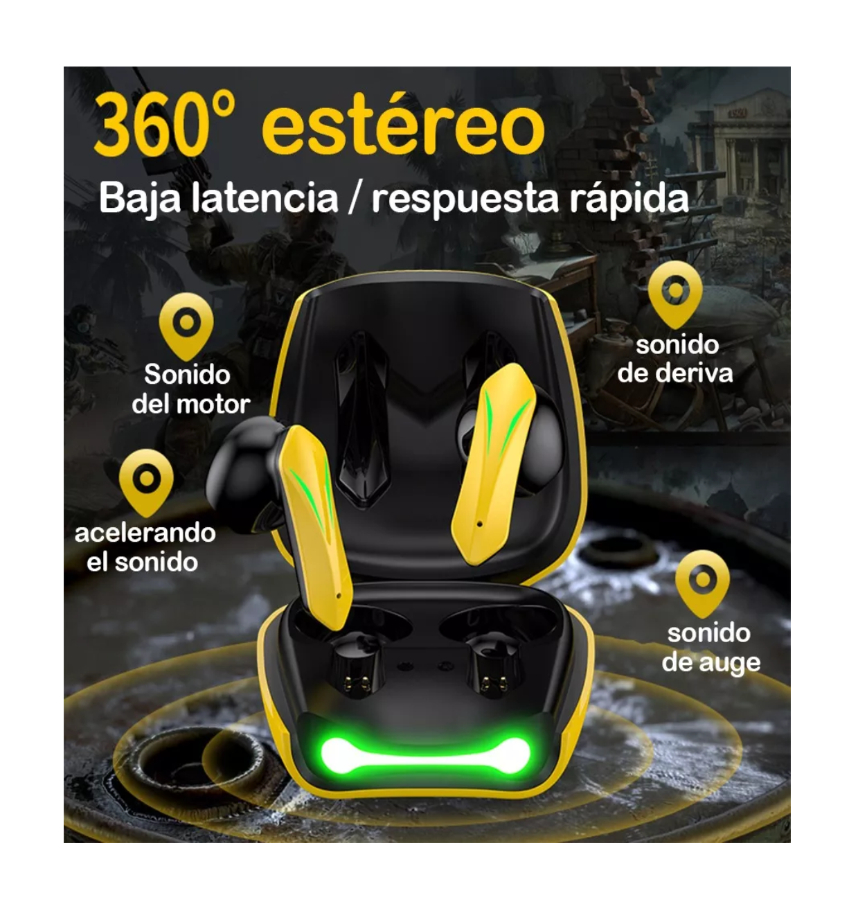 Foto 5 pulgar | Audífonos Inalámbricos Belug Bluetooth 5.2 Gamer con Luces Led Amarillo